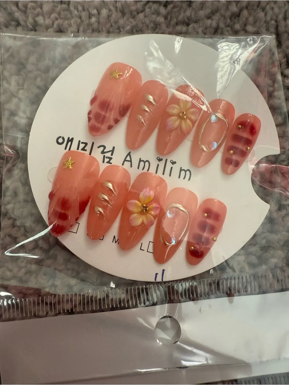 Pink Floral Press-On Nail Set SIZE L - Assorted Styles